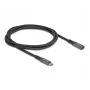 Cabo de extensão USB DeLOCK USB Type-C macho para fêmea 10 Gbit/s 1 m cinzento metal