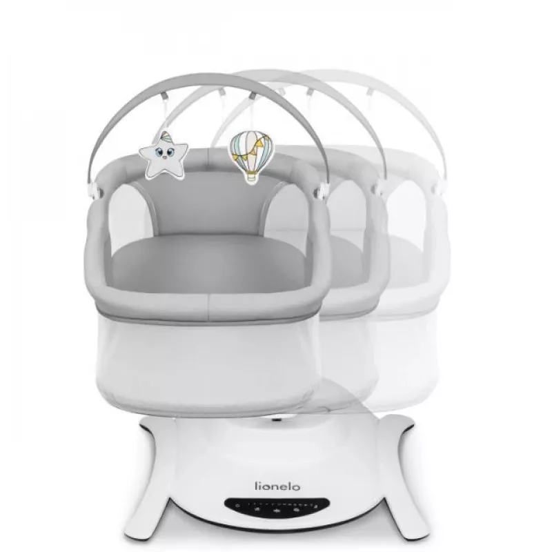 Berço / berço baloiço Lionelo Bella conjunto cinzento betão – cama de bebé com função de baloiço