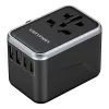 Vention adaptador de viagem e carregador GaN de 65 W, 2x USB-A 2x USB-C, preto