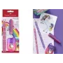 Conjunto de escrita Faber-Castell Unicorn rosa — modelo 111518, várias canetas e acessórios