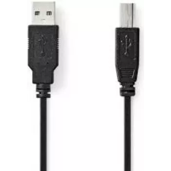 Cabo USB Nedis | USB 2.0 | ficha USB-A | ficha USB-B - 10 W | 480 Mbit/s | niquelado | 1,00 m | Redondo | PVC | Preto | Etiqueta