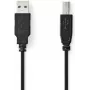 Cabo USB Nedis | USB 2.0 | ficha USB-A | ficha USB-B - 10 W | 480 Mbit/s | niquelado | 1,00 m | Redondo | PVC | Preto | Etiqueta