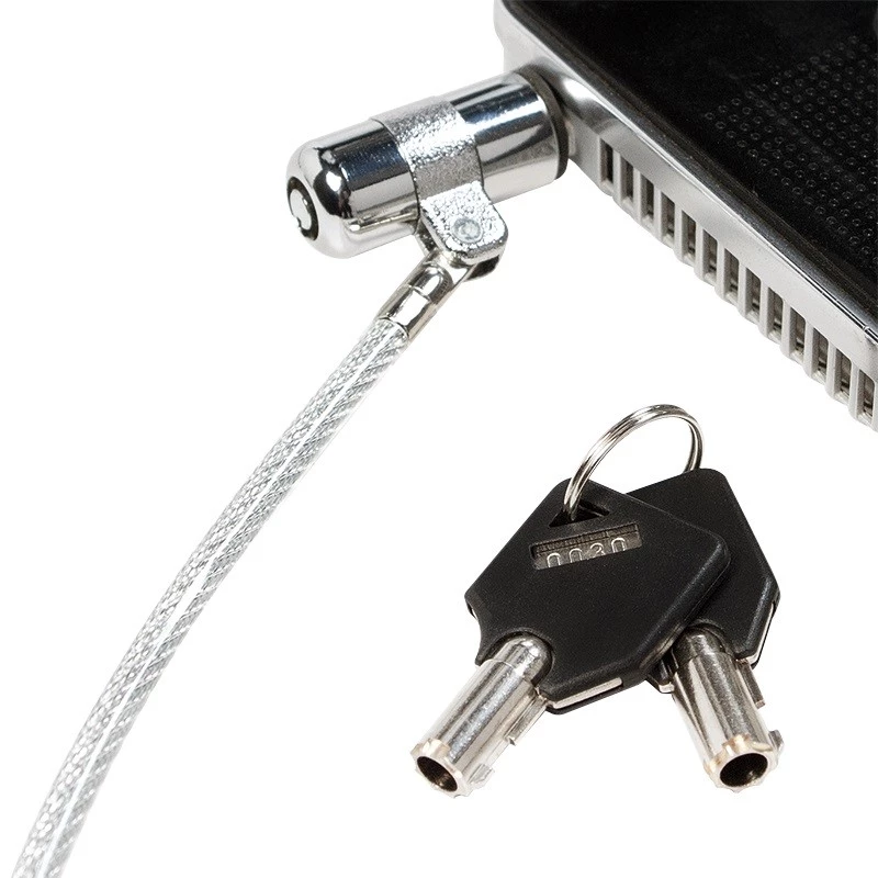 Cabo de segurança LogiLink NBS009 para portátil com chave, 1,8 m, T-bar, 1,5 cm, 2 chaves, slim, prateado