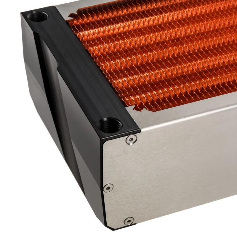 Radiador Aqua-Computer airplex radical 4/360 — alumínio/cobre/aço inoxidável, 400×140×73 mm