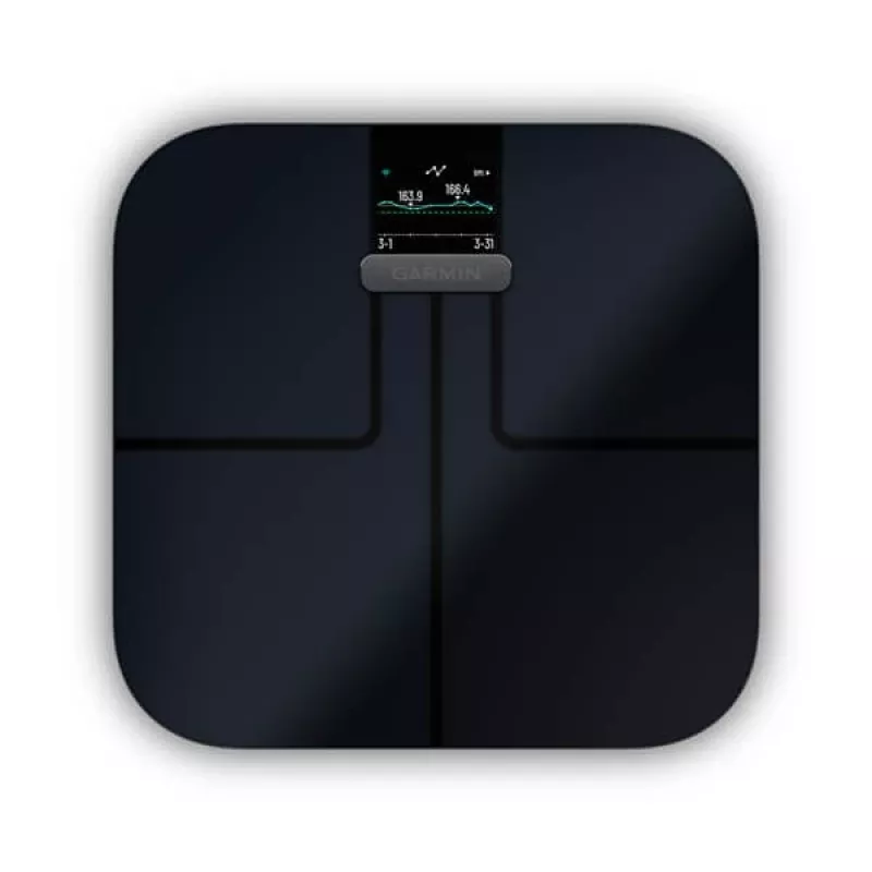 Balança de pessoa eletrónica GARMIN Index S2 — preta, máx. 181,4 kg, Wi-Fi/Bluetooth, composição corporal