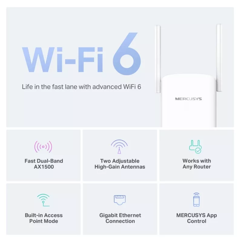 Repetidor Wi-Fi 6 AX1500 dual-band Mercusys ME60X