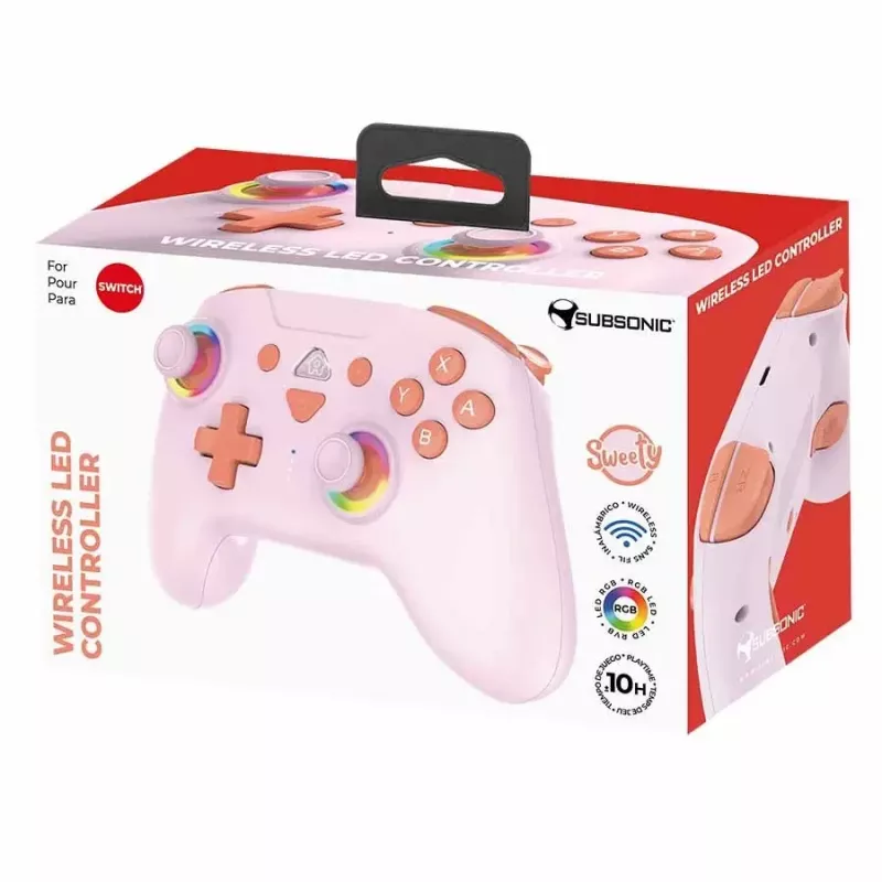 Comando sem fios com LED Subsonic Sweety rosa para Switch