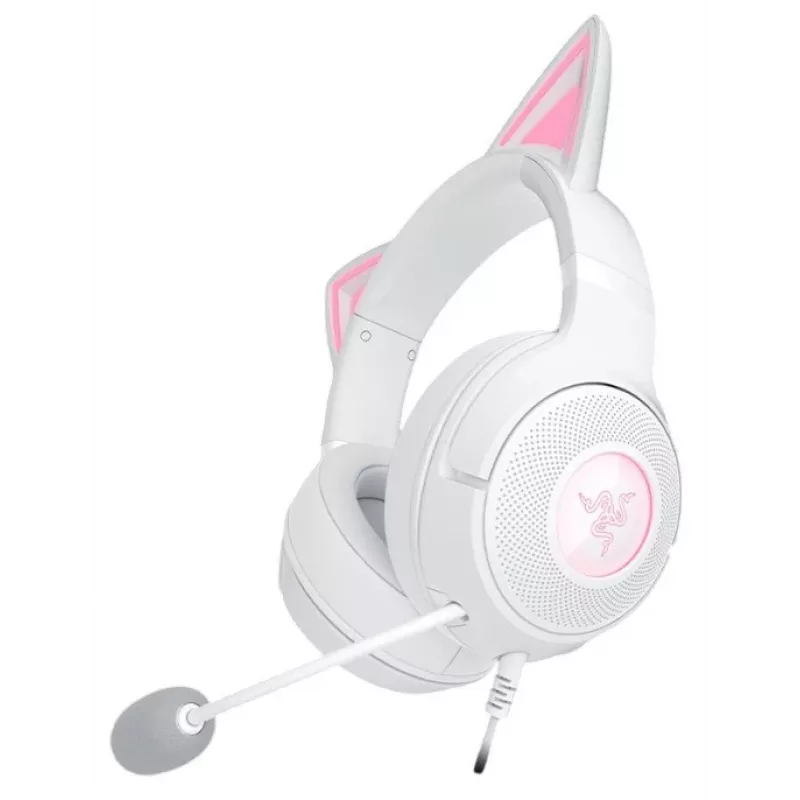 Headset Razer Kraken Kitty V2 Wired USB Type-A Branco — Circum-aural, arco de cabeça, 20–20000 Hz, cabo de 2 m