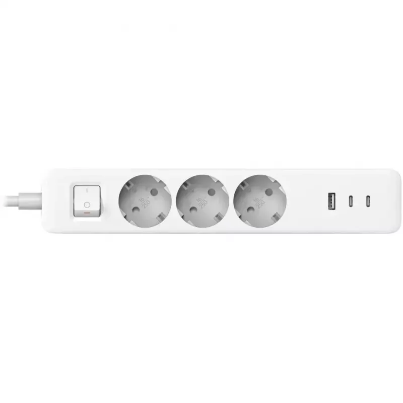 Extensão elétrica Xiaomi BHR07UKEU — 3 saídas AC tipo F, 250 V, cabo de 1,4 m, branco