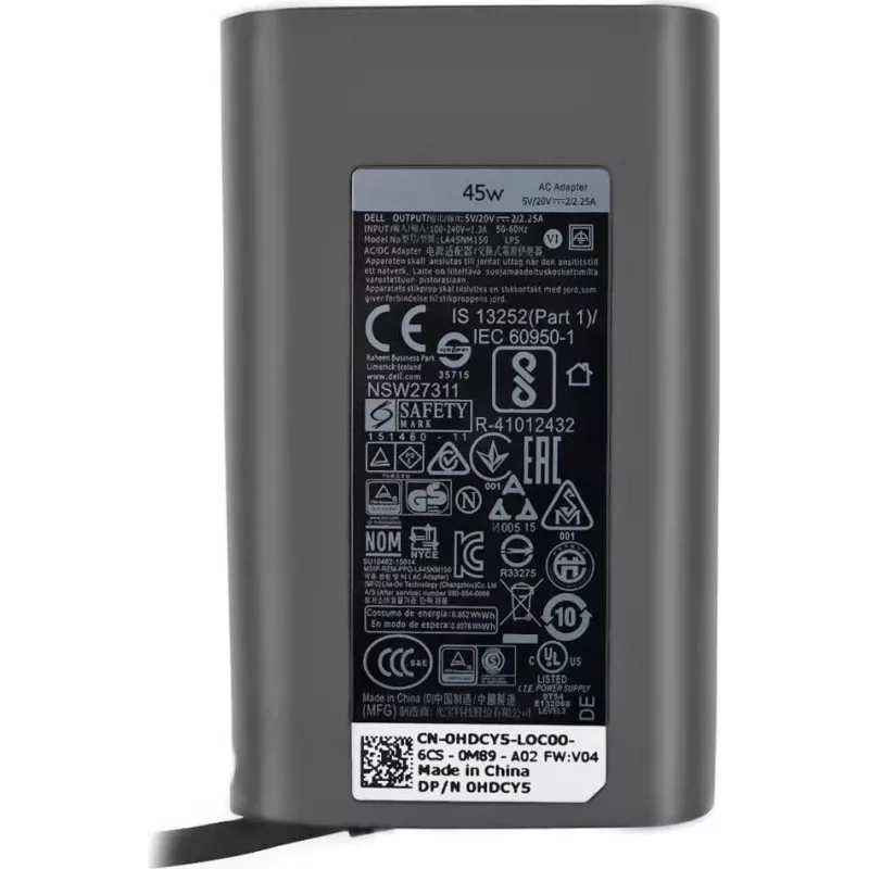 Dell 450-AFKZ transformador, 45W, 19,5V, 3 pinos, tipo C, cabo de alimentação C6