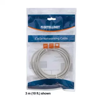 Cabo de rede Patch Intellinet, Cat6, 2 m, Cinzento, CCA, U/UTP, PVC, RJ45, contactos banhados a ouro, proteção das patilhas, bainha anti-dobras, garantia vitalícia