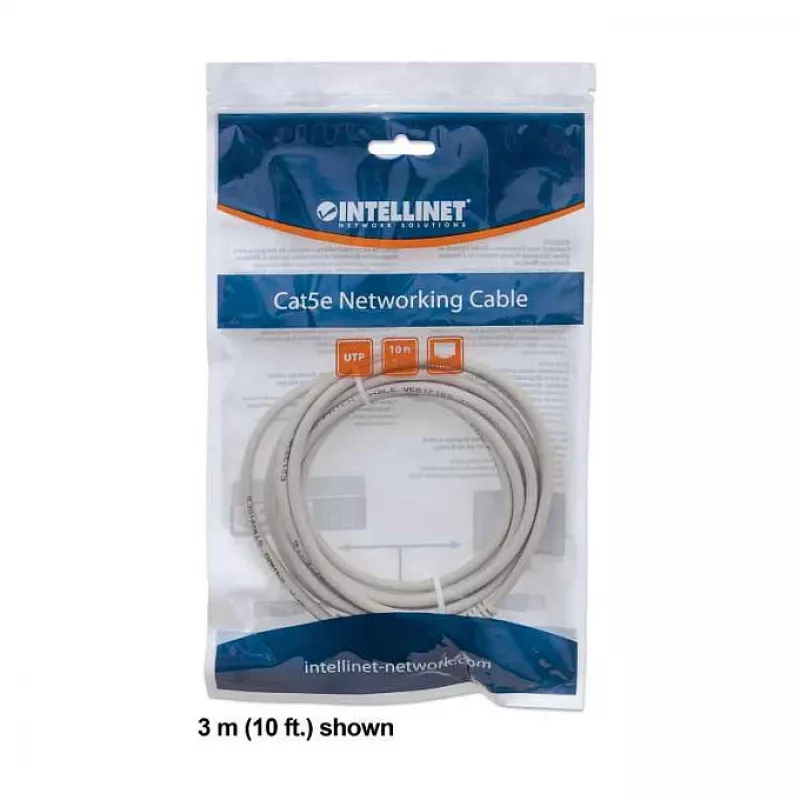 Cabo de rede Patch Intellinet, Cat6, 2 m, Cinzento, CCA, U/UTP, PVC, RJ45, contactos banhados a ouro, proteção das patilhas, bainha anti-dobras, garantia vitalícia