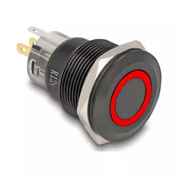 Botão de pressão para painel DELOCK 22015 22 mm, 12 V, 5 terminais de solda