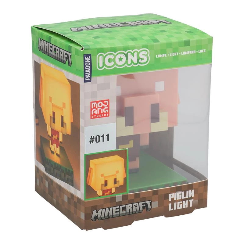 Candeeiro de mesa Paladone Icon Light PP14431MCF Piglin LED, decorativo com design gaming