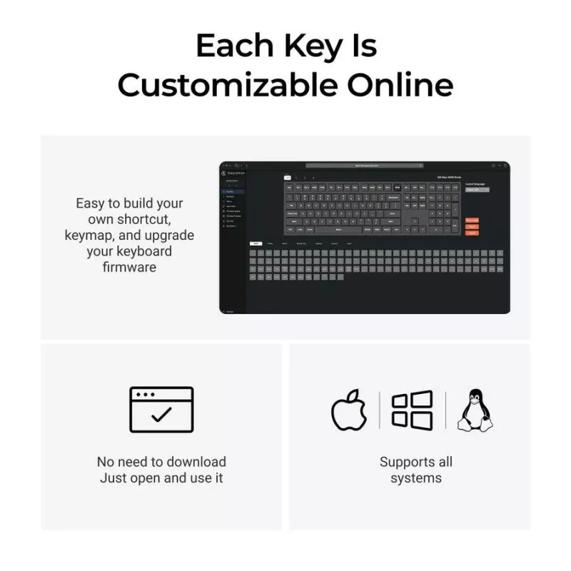 Teclado mecânico full-size Keychron Q6 Max – interruptores vermelhos, caixa branca