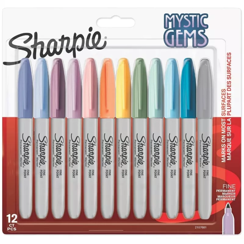 Marcador permanente Sharpie 2157681 ponta fina (1 mm) várias cores, pack de 12