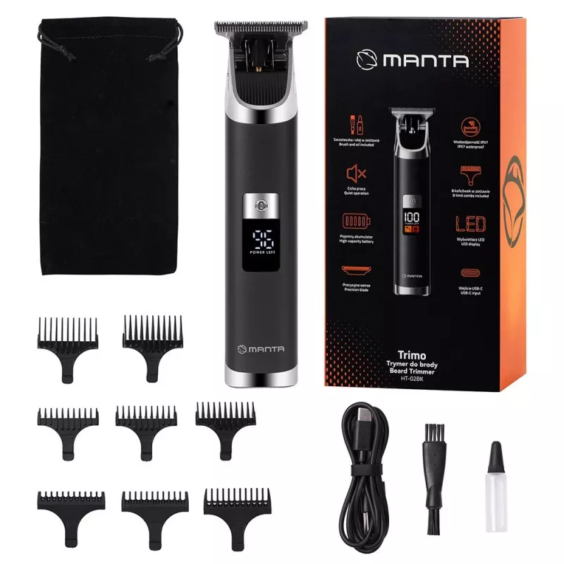 Aparador de barba Manta HT-02BK Trimo, preto