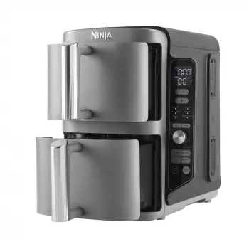 Ninja SL400EU Fritadeira dupla 9,5 L 2470 W fritadeira de ar quente preta, cinzenta