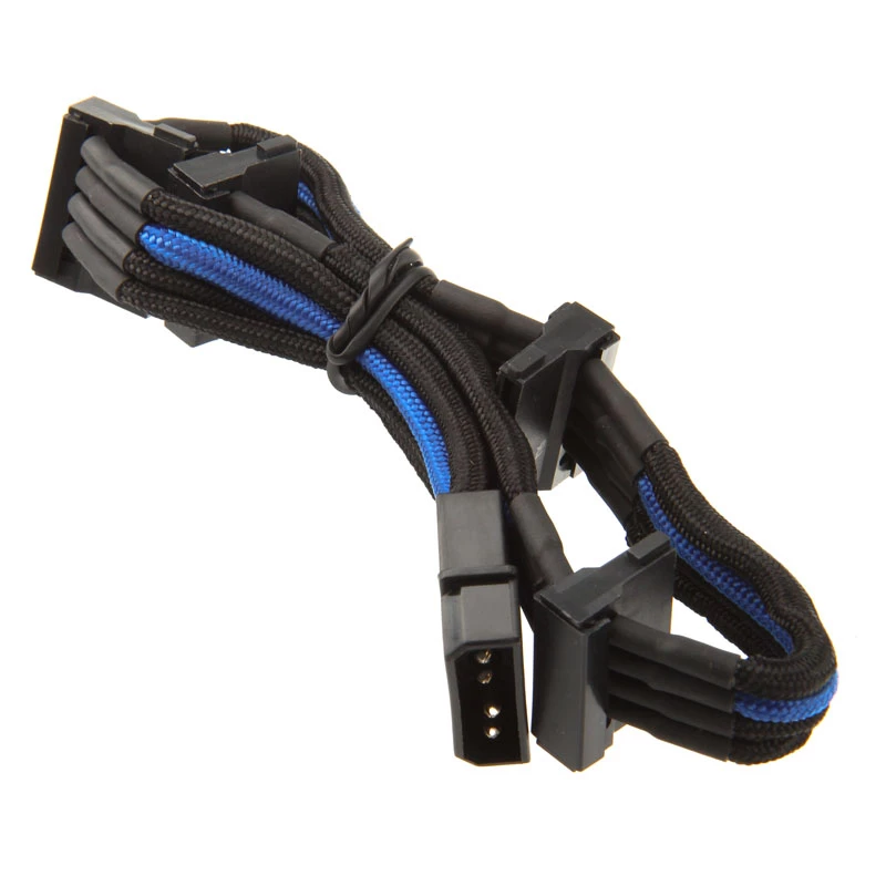 Cabo SilverStone Molex de 4 pinos para 4x SATA, 300 mm - preto/azul