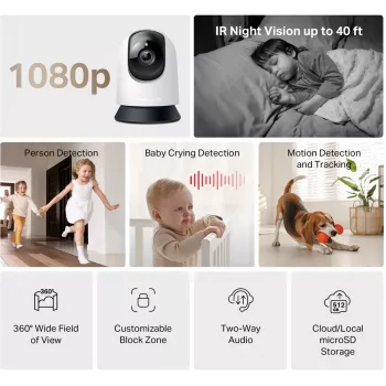 TP-LINK Mercusys MC200 Câmara de segurança Wi-Fi doméstica com rotação/inclinação