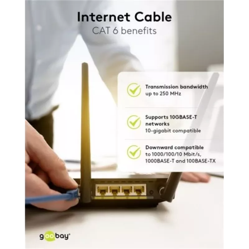 Cabo de rede Goobay CAT 6 cabo patch S/FTP RJ-45 Cat6 1m branco