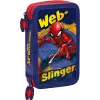 Estojo de lápis Kids Euroswan 2 fechos com acessórios Spiderman vermelho-azul