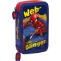 Estojo de lápis Kids Euroswan 2 fechos com acessórios Spiderman vermelho-azul
