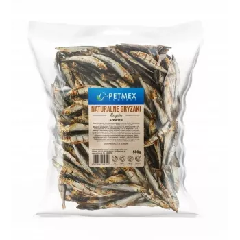 Comida húmida para cães PETMEX Szprotki 500 g – alimento húmido para cães, refeição à base de peixe, lata de 500g