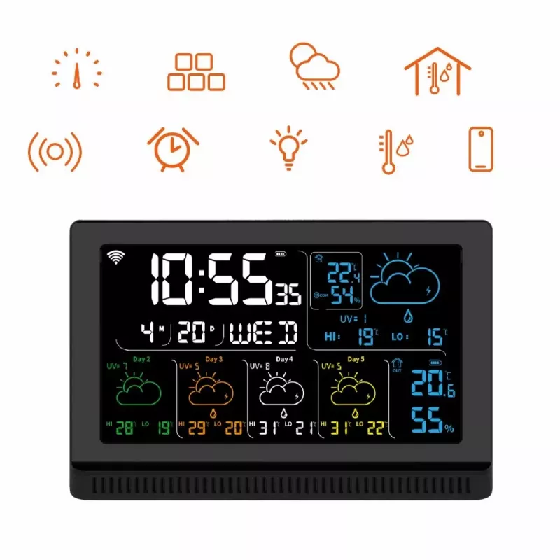 Manta MTO200B Windy Smart estação meteorológica com sensor exterior, Wi-Fi, preta