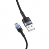 Cabo de dados Tellur USB para Type-C LED trançado em nylon 1,2 m preto