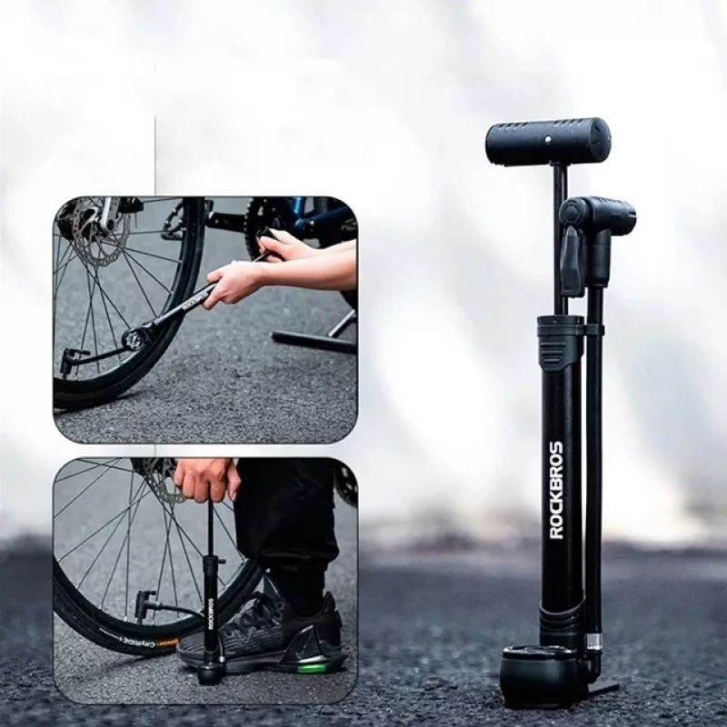 Bomba de mão para bicicleta Rockbros 42310006001 com manómetro preta