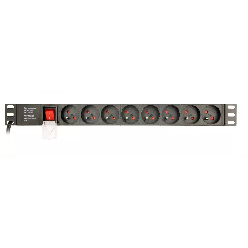 Unidade de distribuição de energia Gembird EG-PDU-014-FC14, 8 tomadas AC, entrada C14, cabo de 3 m, caixa de alumínio 1U, 10 A, 3680 W