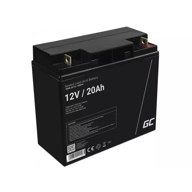 Bateria industrial Green Cell AGM10, chumbo-ácido selada (VRLA), 20000 mAh, 12 V