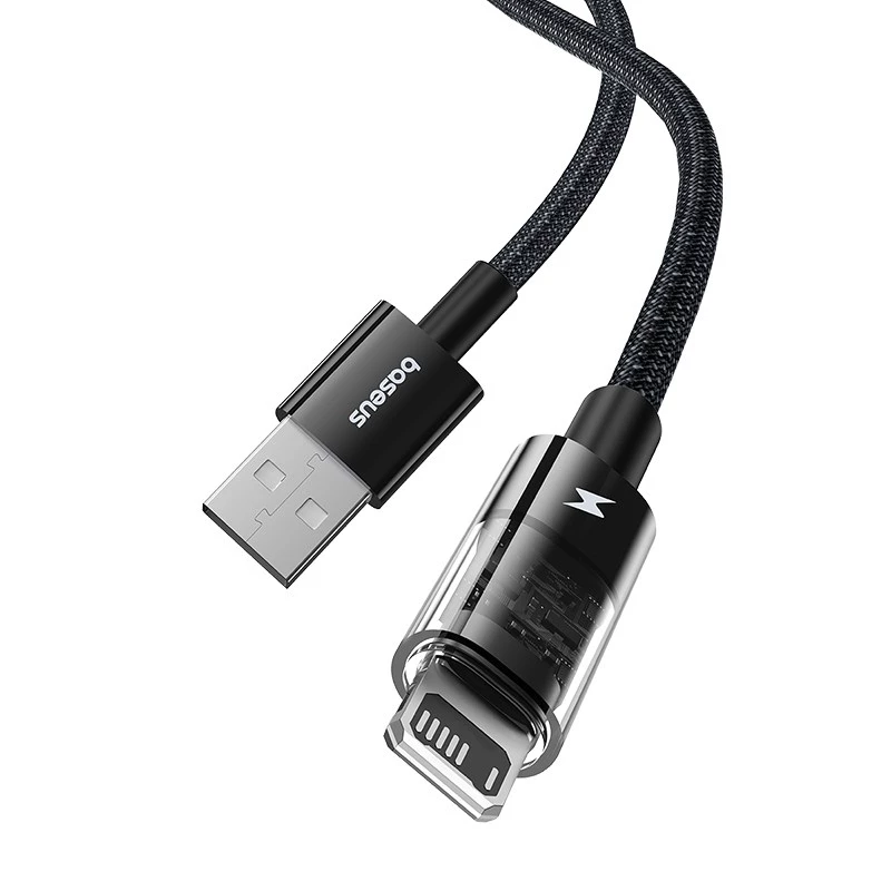 Cabo de carregamento rápido Baseus Gem USB para IP 2,4A 2 m preto