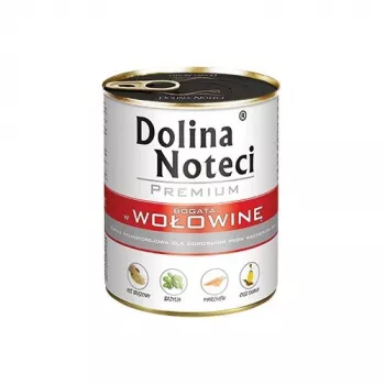 Alimento húmido para cães Dolina Noteci Rind & Schwein Adult lata de 800 g — 11% proteína, 78% humidade