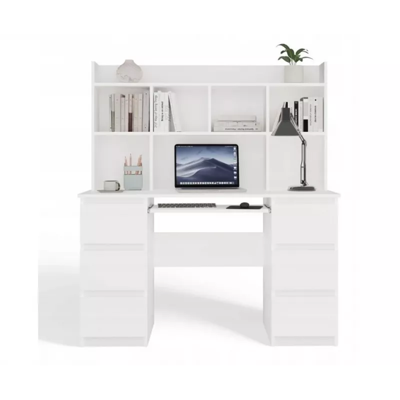 Conjunto secretária KUBA + módulo de extensão, branco