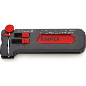 Knipex descarnador mini Ø 0,12 - 0,4 mm · AWG 36 - 26 12 80 040 SB (12 80 040 SB)