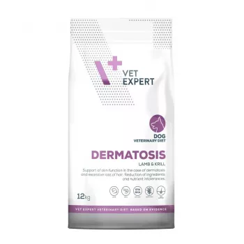 VETEXPERT Veterinary Diet Dermatosis Dog Lamb & Krill ração seca para cães, 12 kg