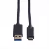 ROLINE - cabo USB - USB Type-C (macho) - USB Type-A 9 pinos (macho) - 1 m (USB 3.1) - moldado - preto (11.02.9011)