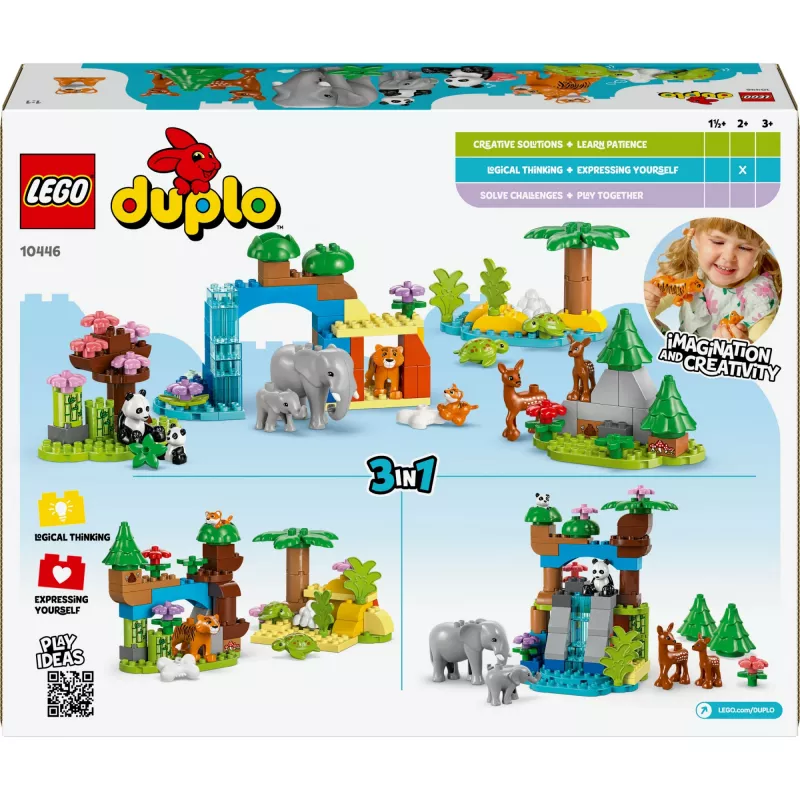 LEGO DUPLO Town Famílias de Animais Selvagens 3 em 1 10446 – 92 peças, a partir dos 2 anos, 200×220×340 mm