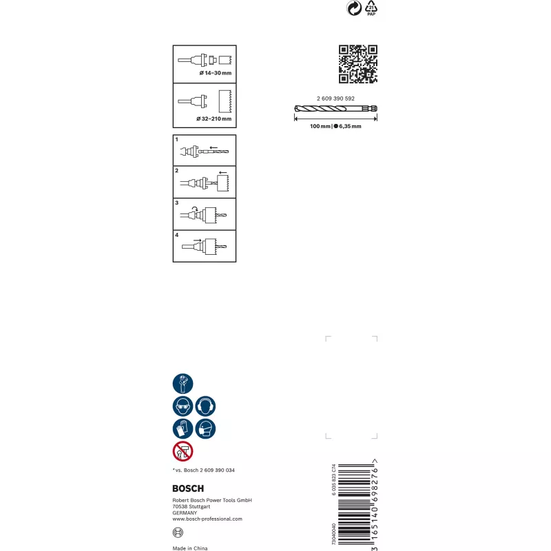 Adaptador de encaixe sextavado Bosch Q-Lock 2609390589