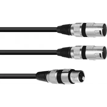 Cabo de áudio XLR 3 pinos 2 x XLR 3 pinos preto Omnitronic 30225206