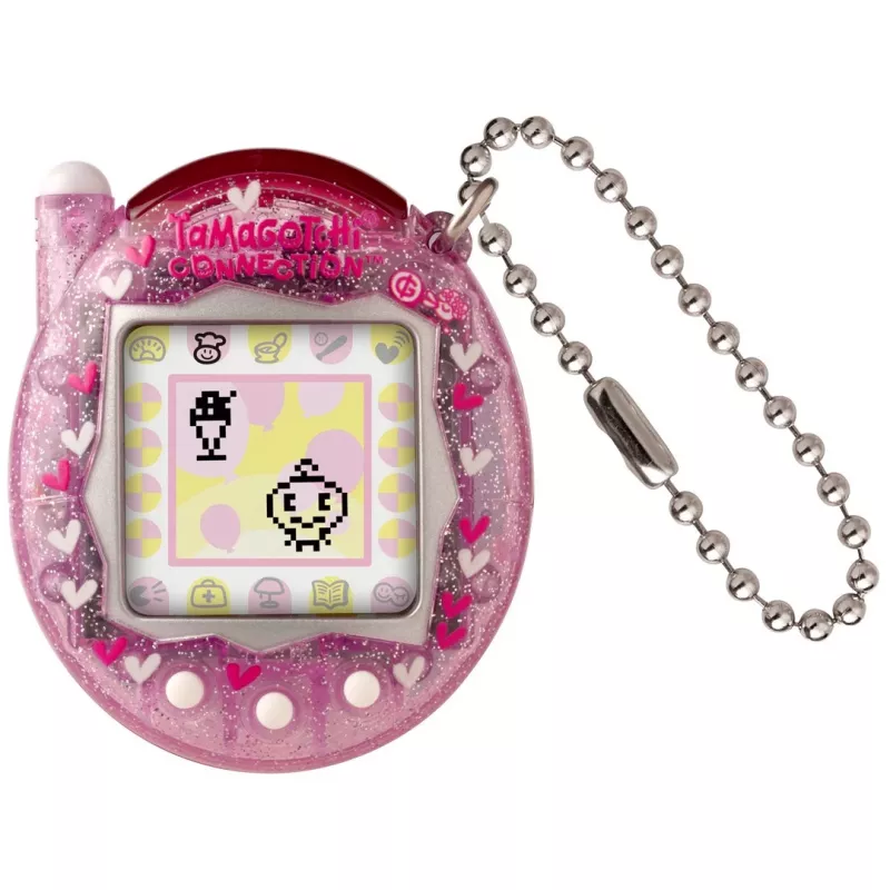 Animal de estimação virtual portátil Bandai Tamagotchi Connection rosa glitter — brinquedo de animal de estimação virtual
