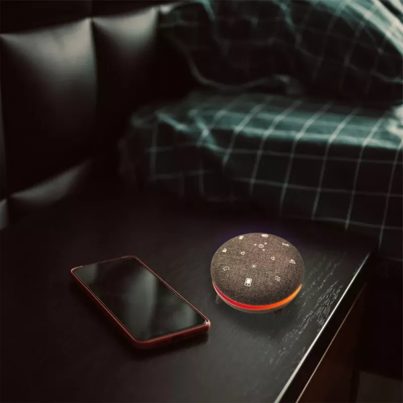 Altifalante portátil MANTA SPK03-GR Szumi-GO — verde, Bluetooth, sons de sono para bebé, temporizador, retroiluminação RGB, 12,5×7,5×12,5 cm