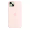 Capa de silicone com MagSafe para iPhone 15 Plus – Rosa-claro