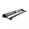 Painel Keystone DELOCK 19 polegadas 24 portas angular com alívio de tensão, 1U, preto, 482,6×125,5×44,2 mm