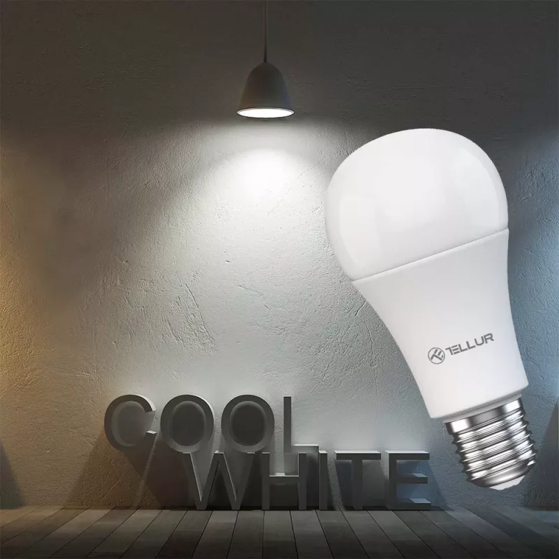 Lâmpada Smart WiFi Tellur TLL331331 9W branco quente dimmer — luz branco quente ajustável, controlo Wi‑Fi