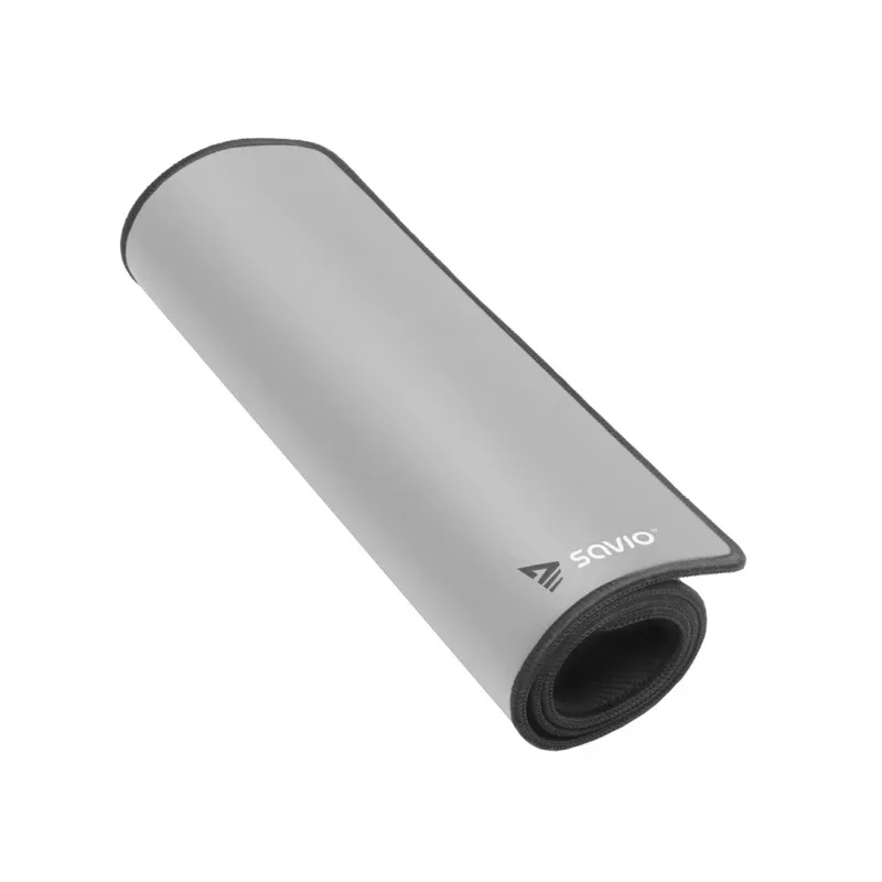 Tapete de rato gaming SAVIO Turbo Dynamic S — cinzento, 250×250 mm, 2 mm de espessura, bordas costuradas, base de borracha antiderrapante