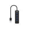 UNITEK uHUB Q4 USB 3.2 Gen 1 (3.1 Gen 1) Type-A 5000 Mbit/s Preto