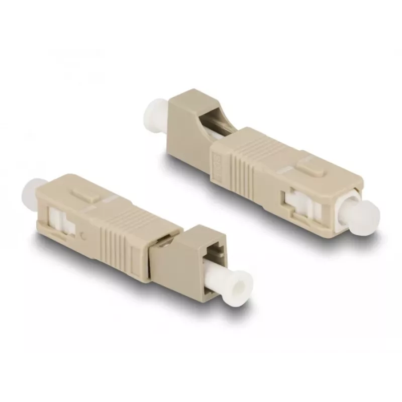 Acoplador híbrido de fibra ótica DeLOCK SC Simplex macho para LC Simplex fêmea bege